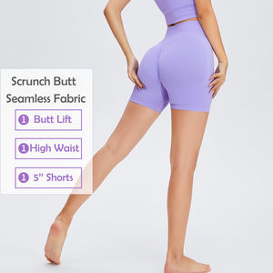 Pantaloncini da <span class=keywords><strong>donna</strong></span> da motociclista senza cuciture in Nylon Yoga - Product Image 4