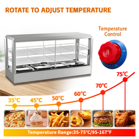 Vitrina de calentamiento de alimentos de acero inoxidable Vitrina de calentamiento de alimentos de pollo frito