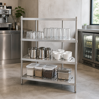 Étagère murale en acier inoxydable 304/201 pour cuisine commerciale OEM, finition mate brossée, rangement gain de place, capacité de charge 500 kg/m