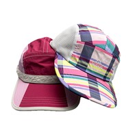 Casquette de course QKD 3D brodée en velours côtelé et nylon respirant et imperméable, ajustable, pour hommes et femmes, bleu marine et jaune fluo, pour l'extérieur
