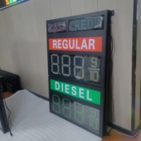 Layar Tampilan Pengubah Harga Bensin 12 Inci yang Dapat Disesuaikan, Tanda Harga Bahan Bakar CASH CREDIT dengan REGULAR DIESEL