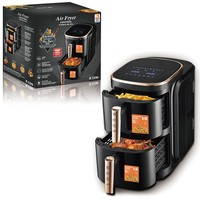 Friteuse à air double couche 6+6L avec double panier, écran tactile intelligent, sans huile, pour la maison - Vente en gros