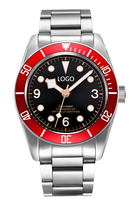Montre mécanique pour homme haut de gamme avec logo personnalisé, acier inoxydable, verre saphir, aiguilles lumineuses, cadran résistant à l'eau 10 ATM, MOQ 10