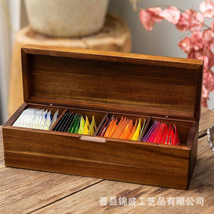Wooden Tea And <b>Coffee</b> Storage <b>Box</b> With Lid Multi Purpose Retro Design For General Packaging - Product Image 5