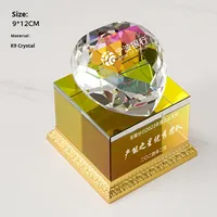 Trophée en cristal diamanté gravé sablé personnalisé, motif pomme et lotus, ornement coloré pour anniversaire d'entreprise