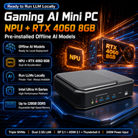 Mini PC IA Hors Ligne Local avec IA Intégrée, LLM NPU RTX4060 8GB Double Accélération, Intel Core Ultra 7 165H, 3x M.2 NVMe, Double LAN 2.5G