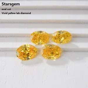 Starsgem berlian oval warna mewah, bentuk mewah VS 1 karat 1,3ct kuning