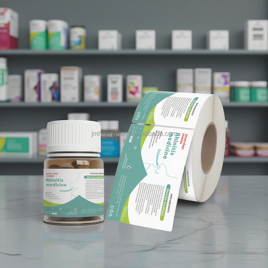 Custom Medicine Bottle Packaging Label Self Adhesive Sticker Waterproof Self Adhesive Paper Medicine Bottle Pharmacy Label