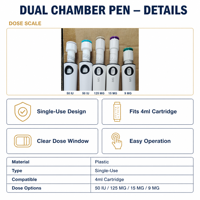 Cartouche jetable à double compartiment de 4 ml avec cartouche en verre de 4 ml