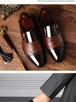 Chaussures habillées pour hommes, mocassins en cuir à bout pointu avec boucle métallique, à enfiler, pour mariage, bureau ou tenue décontractée