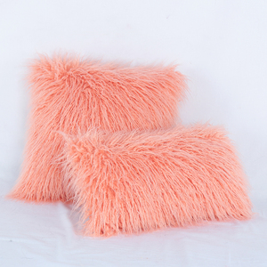 Long Hair Faux Fur Throw Pillow <strong>Cover</strong> Soft <strong>Fluffy</strong> Mongolian Lamb Wool Cushion <strong>Cover</strong> for Home Sofa <strong>Bed</strong> Decoration - Product Image 2