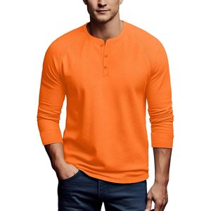 Chemise Henley à manches longues pour homme, extensible, décontractée, 3 boutons, couleur unie - Product Image 2