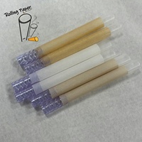 Stock en gros de tubes à cigarettes en papier à fumer transparent en verre de 10 * 30 mm, personnalisés, en spirale, violets, non blanchis
