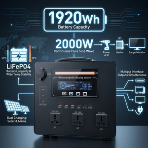 เครื่องกำเนิดไฟฟ้าพลังงานแสงอาทิตย์แบบพกพา รุ่นใหม่ 2000W 110V 220V สถานีพลังงานแบตเตอรี่ลิเธียม  พร้อมระบบไฟส่องสว่างพลังงานแสงอาทิตย์ - Product Image 5