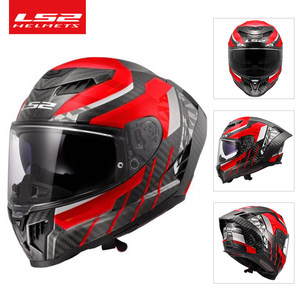 Casco de Motocicleta <span class=keywords><strong>LS2</strong></span> con Certificación ECE, Cobertura Total, <span class=keywords><strong>Fibra</strong></span> de Carbono, Unisex, Doble Visera, para Carreras, Cuatro Estaciones, Antivaho, Alerón Grande, FF807 - Product Image 5