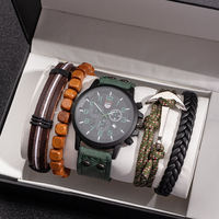 XINHUAQIAN Nouvelle mode Bracelet perlé en cuir Pu hommes montre Bracelet ensemble
