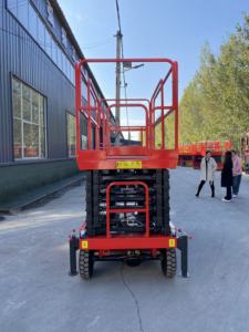 जुंची 8 मीटर 10 मीटर इलेक्ट्रिक मोबाइल चार पहिया हाइड्रोलिक कैंची लिफ्टर 500 किलोग्राम क्षमता भारी शुल्क इस्पात निर्माण मैन लिफ्ट - Product Image 2