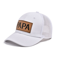 PAPA Lettre Cuir Patch Casquettes de Baseball Réglable Respirant Trucker Hat Casual Outdoor Sport Cap