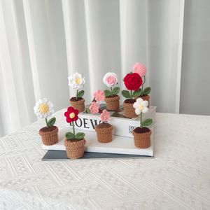 Pequeña Flor Artificial Tejida a Crochet en Maceta, Decoración Creativa, Adorno de Regalo, Bonito - Product Image 2