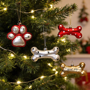 सर्वश्रेष्ठ विक्रेता ग्लास कुत्ते पंजा प्रिंट हड्डी अलंकृत रंग क्रिसमस फांसी सजावटी उपहार उपहार - Product Image 1