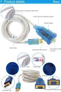 DTECH 3M สายโปร่งใส DB9 Pin USB 2.0 ถึง RS232 ตัวแปลงอนุกรมสายสนับสนุน Win7/<span class=keywords><strong>8</strong></span> - Product Image 2
