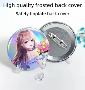 ป้ายโลหะดีบุกพร้อมเคลือบเงาแบบโฮโลแกรมแวววาวสำหรับเป็นของขวัญส่งเสริมการขายรูปทรงกลมออกแบบได้ตามต้องการ - Product Image 4