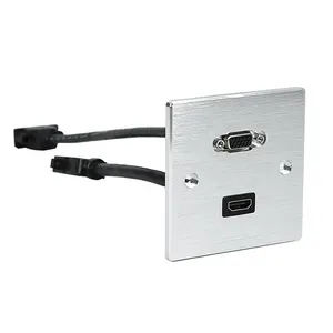 aluminum alloy panel VGA HD socket panel with short cable black metal type