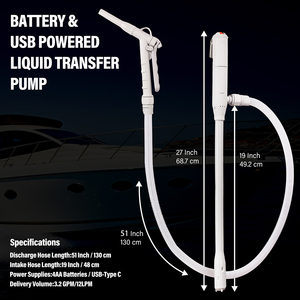 Pompe de transfert de carburant manuelle 3,2 GPM à batterie certifiée ATEX en plastique avec USB pour utilisation en station-service - Product Image 6