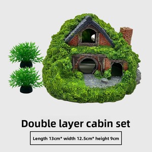Hobbit Cottage - Decoración de acuario de doble capa con paisaje de rocas artificiales para reptiles y peces, accesorio para acuario. - Product Image 3