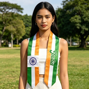 Estola de Graduación con Bandera de India al por Mayor, Banda de Graduación de Satén con Impresión Digital para Adultos Unisex, Personalizable con la Bandera de Cualquier País - Product Image 3