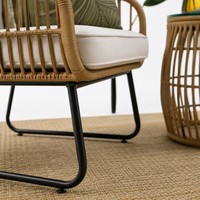 Ensemble de meubles d'extérieur en rotin moderne 5 pièces, canapé de patio en osier grossier avec table basse ronde pour jardin