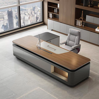 Bureau de direction modulaire en L extensible, moderne et élégant, avec plateau en chêne noir haut de gamme et tiroir pour ordinateur et dossiers