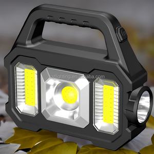 Linterna de Trabajo Multifuncional, Linterna de Búsqueda, Linterna Recargable COB Plateada, Lámpara LED Solar Portátil para Exteriores y Camping - Product Image 1