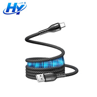 Câble magnétique USB-A Type-C personnalisé avec logo, en nylon/PVC tressé, noyau en cuivre pur, charge rapide, longueur personnalisée, couleur, emballage extérieur, compatible iOS