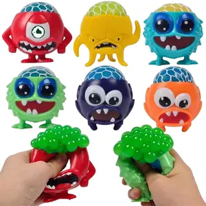 Novo Stress Relief Ball Monster Squishy Toy Logotipo Personalizado Borracha Uva Bola Fidget Brinquedos Sensorial Kid Toy Squeeze Ball