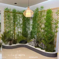 Paravent paysager artificiel d'extérieur/d'intérieur en bambou, mur végétal en plastique, cloison de cour d'hôtel, effet cascade