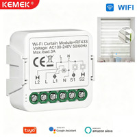 Relé Inteligente WiFi RF433 de 1 Canal con Control por Voz para Persianas Motorizadas, Módulo de Interruptor Inteligente para Cortinas