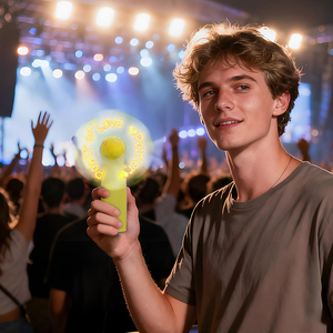 מאוורר נייד הוביל מאוורר למסיבות אירוע מיני הודעות קידום מכירות טקסטים הניתנים לתכנות אור פלסטיק צבעוניים - Product Image 4