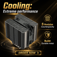 COOLLEO FF135 Radiateur de refroidissement CPU 120mm à double tour silencieux avec 6 caloducs FDB et ventilateur à refroidissement par air anti-gravité pour PC 4 broches