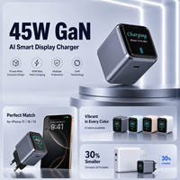 Adaptateur intelligent KYT 45W GaN AI avec chargeur rapide PD 3.0 et affichage numérique interactif de la puissance