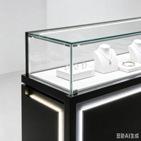 Hochwertiger Eleganter Edelstahl-Goldschmuck-Präsentationsständer mit LED-Beleuchtung, Wasserdichtes Design, Regalböden für Ladenauslage
