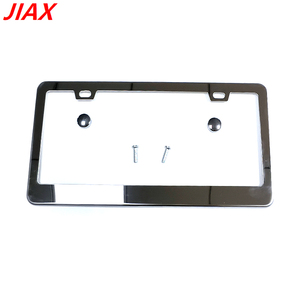 Cadre de plaque <span class=keywords><strong>d</strong></span>'<span class=keywords><strong>immatriculation</strong></span> standard américain en acier inoxydable, motif fibre de carbone, noir argenté, pour <span class=keywords><strong>plaques</strong></span> de taille américaine - Product Image 6