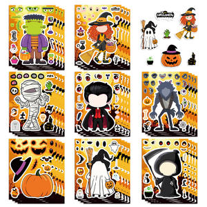 8 autocollants Halloween pour créer un visage, autocollants puzzle de maternité, autocollants fantaisie et science-fiction en plastique, autocollants cadeaux pour boîte-cadeau de fête d'Halloween - Product Image 1