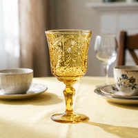 Verre à vin rouge classique vintage en cristal épais, fait main, style rétro européen, 225 ml, compatible lave-vaisselle
