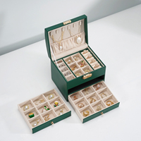 DEQI Vente en gros en stock, boîte de rangement à bijoux de voyage multicouche en cuir, organiseur de bijoux de luxe pour femme