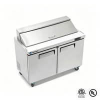 Table de préparation de salades en acier inoxydable 304, très vendue, avec refroidisseur d'air intégré, ventilateur de refroidissement, 2 portes, contrôle numérique, thermostat réglable