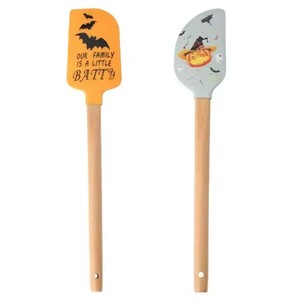 Spatule en silicone antiadhésive avec manche en bois, motif citrouille et araignée d'Halloween, design personnalisé, <span class=keywords><strong>pour</strong></span> la pâtisserie et la cuisine à la maison - Product Image 2