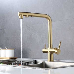 Deck Mount Double Handle Modern <strong>Kitchen</strong> Faucet Brass Hot Cold Mixer <strong>Taps</strong> with Ceramic Valve Core Side Spray <strong>Kitchen</strong> <strong>Tap</strong> <strong>Filter</strong> - Product Image 1