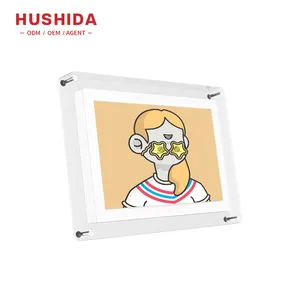 HUSHIDA-Reloj de escritorio personalizado, cronógrafo acrílico de 10,1 pulgadas, con calendario electrónico de montaje en pared, con alarma y marco Digital