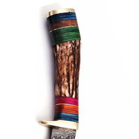 Couteau de survie et de chasse personnalisable OEM, couteau de poche haut de gamme en acier Damas, manche en bois, multifonctionnel, garantie 3 ans